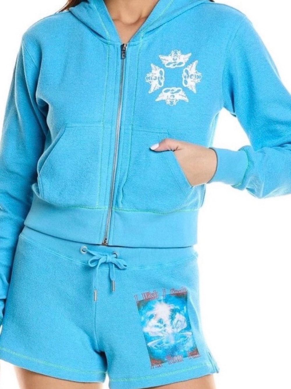 Boys Lie Blue Zip Hoodie & Shorts Set